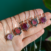 Pink Tourmaline Slider Pendants- Natural Crystal Necklaces