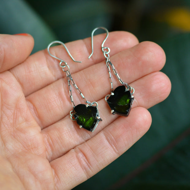 Emerald Tourmaline Danglers- Statement Earrings
