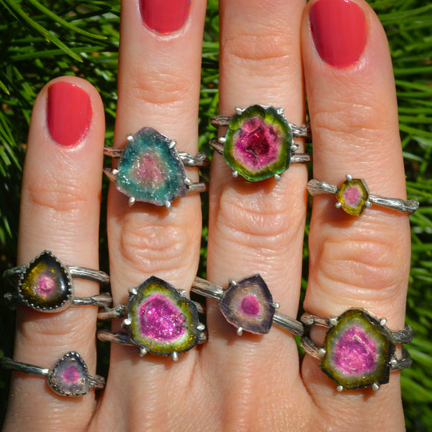 Tourmaline Twig Rings - Raw Gem Rings