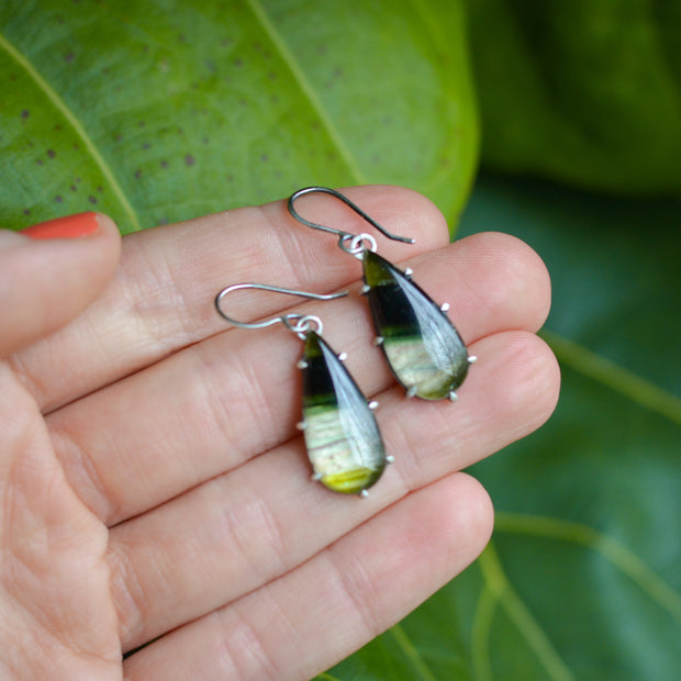 Vibrant Green Tourmaline Danglers- Statement Earrings