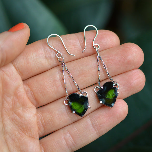 Emerald Tourmaline Danglers- Statement Earrings