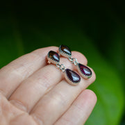 Deep Magenta Tourmaline Drop Earrings - Statement Studs
