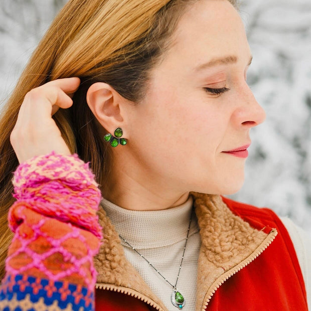 MADE TO ORDER: Green Mountain Maven Ear Jackets - Sonoran Gold Turquoise Earrings