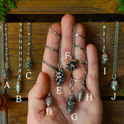 Silver Pinecone Necklaces - Real Cast Pinecone Pendants