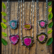 Vibrant Tourmaline Pendants- Natural Gem Necklaces