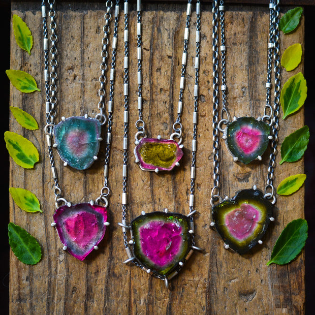Vibrant Tourmaline Pendants- Natural Gem Necklaces