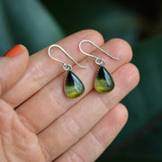 Petite Green Drop Tourmaline Danglers- Statement Earrings