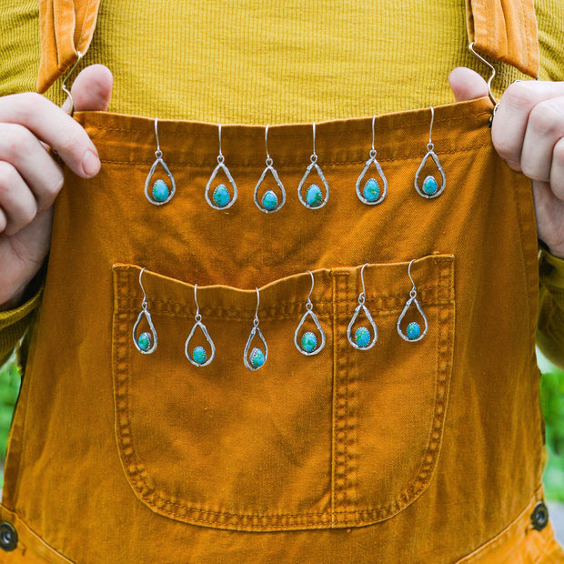 Turquoise Twig Danglers - Natural Fox Turquoise Earrings