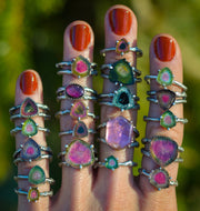 Tourmaline Twig Rings - Raw Gem Crystal Rings