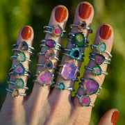 Tourmaline Twig Rings - Raw Gem Crystal Rings