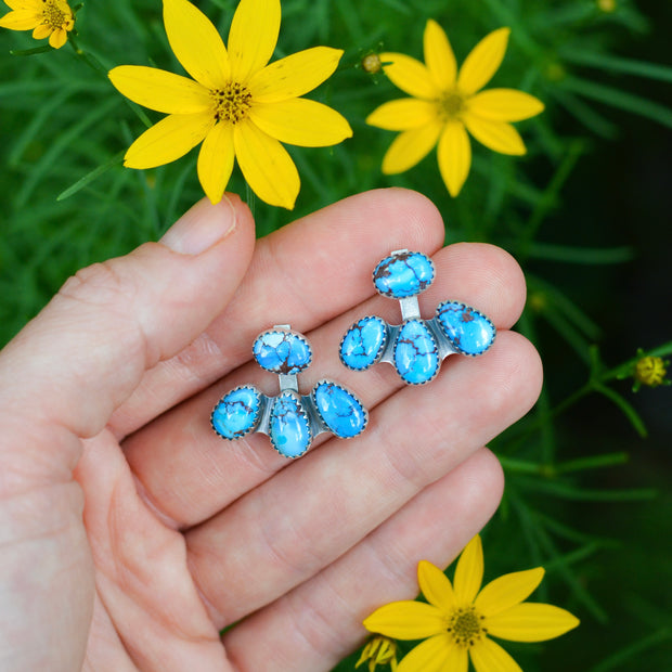 MADE TO ORDER: Lavender Mountain Maven Ear Jackets - Golden Hills Turquoise Earrings