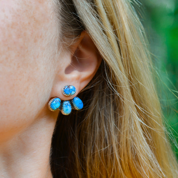 MADE TO ORDER: Lavender Mountain Maven Ear Jackets - Golden Hills Turquoise Earrings