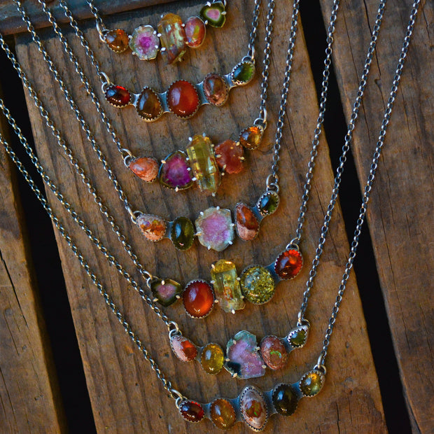 Gem Collector's Pendant 3 - Welo Opal, Apatite, Citrine & Tourmaline Necklace