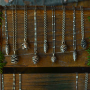 Silver Pinecone Necklaces - Real Cast Pinecone Pendants