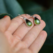 Petite Green Drop Tourmaline Danglers- Statement Earrings