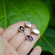 Deep Magenta Tourmaline Drop Earrings - Statement Studs