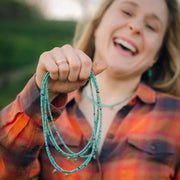 Turquoise and Mini Pinecone Chokers - Natural Turquoise Beaded Necklaces