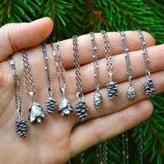 MORE Silver Pinecone Necklaces - Real Cast Pinecone Pendants