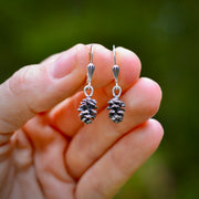 Alder Cone Danglers - Cast Silver Earrings