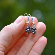 Alder Cone Danglers - Cast Silver Earrings
