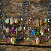 Gem Collector's Pendants - Tourmaline, Apatite, Mexican Fire Opal, Lightning Ridge Opal, Welo Opal, Garnet & Vesuvianite Necklaces