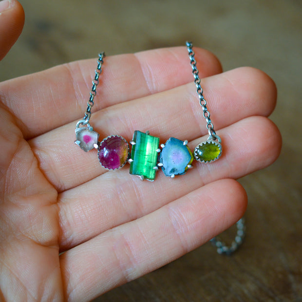 Gem Collector's Pendant 21 - Tourmaline and Vesuvianite Necklace