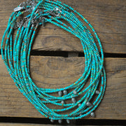 Turquoise and Mini Pinecone Chokers - Natural Turquoise Beaded Necklaces