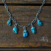 Turquoise Nugget Charm Choker - Natural Raw Kingman Turquoise Necklace