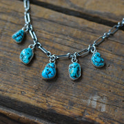 Turquoise Nugget Charm Choker - Natural Raw Kingman Turquoise Necklace