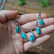 Turquoise Nugget Charm Choker - Natural Raw Kingman Turquoise Necklace