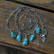 Turquoise Nugget Charm Choker - Natural Raw Kingman Turquoise Necklace