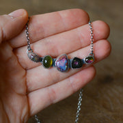 Gem Collector's Pendant 1 - Fire Opal, Vesuvianite & Tourmaline Necklace