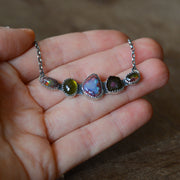 Gem Collector's Pendant 1 - Fire Opal, Vesuvianite & Tourmaline Necklace