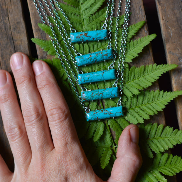 Natural Kingman Turquoise Bar Necklaces