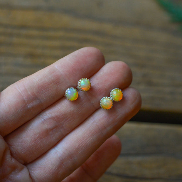 Simple Trail Studs - Natural Welo Opal