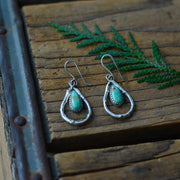 Turquoise Twig Danglers - Natural Fox Turquoise Earrings