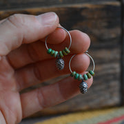 Pinecone Hoops - Fox Turquoise Earrings